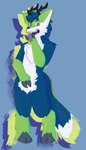 anthro antlers black_antlers blue_background blue_body blue_fur blue_hair bodily_fluids chest_tuft cloven_hooves cunnilingus_gesture digitigrade dripping fur gesture green_body green_fur grin grinning_at_viewer hair hooves horn looking_at_viewer male multicolored_body multicolored_fur open_mouth purple_eyes purple_tongue saliva saliva_drip silhouette simple_background smile solo suggestive suggestive_gesture tongue tongue_drip tongue_out tuft white_body white_fur thatgreenfox saffron_stoneheart canid canine deer fox hybrid mammal 4:7 absurd_res hi_res signature