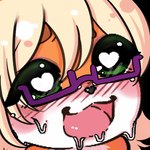 1:1 ahegao anthro blonde_hair canid canine emote eyewear female fox fur glasses glowstone2001 green_eyes hair heart_eyes heart_symbol looking_pleasured mammal red_body red_fox red_fur stella_(stellaamoris) stellaamoris true_fox