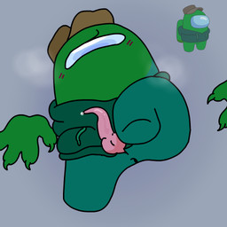 cryingbasil genitals knot knotted_penis male male/male penis penis_tentacles solo tentacles toony wiltingleaf among_us among_us_(cartoon) innersloth green_(among_us) alien hi_res