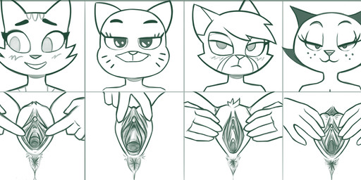 5_fingers :3 anthro anus bedroom_eyes big_eyes big_iris biped black_border blush blush_lines border chart cheek_tuft clitoral_hood clitoris close-up closed_smile comparing countershade_face countershade_fur countershading crotch_tuft curved_eyebrows detailed_pussy eyebrows eyelashes facial_markings facial_tuft female fingers freckled_face freckles fur fur_tuft genital_close-up genital_focus genitals glistening glistening_clitoris glistening_eyes glistening_genitalia glistening_vulva group half-closed_eyes head_markings head_tuft humanoid_genitalia humanoid_hands humanoid_vulva iris long_eyelashes looking_aside markings mature_anthro mature_female mouth_closed narrowed_eyes no_pupils nude nude_anthro nude_female open_mouth open_smile outside_border pointy_ears presenting presenting_vulva prick_ears pseudo_hair pussy_close-up seductive shy smile smiling_at_viewer snout spread_legs spread_vulva spreading striped_body striped_face striped_fur striped_shoulders stripes thick_eyebrows thick_thighs tuft urethra vulva vulva_chart vulva_focus whisker_markings whiskers redout cartoon_network litterbox_comics murphy_and_mitzi the_amazing_world_of_gumball the_complex_adventures_of_eddie_puss delia_(ajmarekart) fran_(litterbox_comics) mother_puss nicole_watterson domestic_cat felid feline felis mammal tabby_cat 2025 black_and_white crossover digital_drawing_(artwork) digital_media_(artwork) hi_res monochrome multiple_images