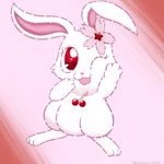 female feral flower_on_head fur jewelry necklace one_eye_closed open_mouth plant red_eyes simple_background solo white_body white_fur wink lunarpanda8686 jewelpet sanrio sega sega_fave ruby_(jewelpet) hare japanese_hare lagomorph leporid mammal rabbit 1:1