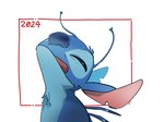 ambiguous_gender antennae_(anatomy) back_spines blue_body blue_fur blue_nose chest_tuft ears_back fur head_back narrowed_eyes notched_ear pivoted_ears semi-anthro simple_background smile solo tongue tongue_out tuft white_background zunda_d2002 disney lilo_and_stitch stitch_(lilo_and_stitch) alien experiment_(lilo_and_stitch) 2024 4:3 digital_drawing_(artwork) digital_media_(artwork) hi_res male_(lore)