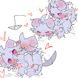 ahegao anal anal_penetration anthro anthro_on_anthro anthro_penetrated anthro_penetrating anthro_penetrating_anthro aroused balls biped blush blushing_profusely bodily_fluids censor_bar cum cum_on_ground cum_while_penetrated duo ear_blush eyes_closed floppy_ears from_behind_position fur genital_fluids genitals grey_balls grey_body grey_fur half-closed_eyes heart_pupils heart_reaction heart_symbol hearts_around_head leg_glider_position looking_pleasured male male/male male_penetrated male_penetrating male_penetrating_male narrowed_eyes onomatopoeia penetration penile penile_penetration penis pink_penis pink_sclera plantigrade purple_eyes raised_leg sequential_arrow sex shaking simple_background sound_effects steam text throbbing throbbing_penis tongue tongue_out tremble_lines trembling white_background sakaniyame nintendo pokemon espurr generation_6_pokemon pokemon_(species) 1:1 censored digital_drawing_(artwork) digital_media_(artwork) hi_res japanese_text sequence