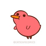 ambiguous_gender beak black_eyes blinking feathers feral knife orange_beak pink_body pink_feathers simple_background simple_eyes solo white_background catscafecomics kiwi_(catscafe) avian bird kiwi_(bird) ratite 2020 animated short_playtime