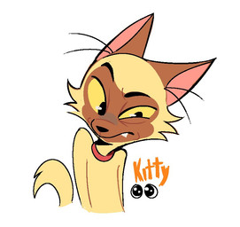 anthro black_eyes black_nose brown_body brown_ears brown_fur brown_tail collar eyebrows fangs front_view fur male multicolored_body multicolored_fur one_eye_half-closed raised_eyebrow red_collar sharp_teeth simple_background solo standing tail teeth text two_tone_body two_tone_fur white_background yellow_sclera viat_on bunnicula_(series) chester_(bunnicula) domestic_cat felid feline felis mammal siamese_cat 2026 digital_media_(artwork) english_text half-length_portrait portrait