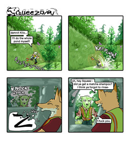 annoyed anthro bottomwear clothed clothed_anthro clothed_male clothing dialogue duo falling flower footwear fully_clothed fully_clothed_anthro fully_clothed_male fur grass holding_object holding_power_tool holding_tool looking_at_another male onomatopoeia orange_body orange_fur outside pants plant pointy_ears pond power_tool prick_ears red_clothing red_shirt red_topwear safety_vest shirt shoes sleeping soaked sound_effects speech_bubble tail talking_to_another text tools topwear tree vest vowelless vowelless_sound_effect waking_up weedwhacker wet white_body white_fur working zzz hieronymusjohnson kilo_(hieronymusjohnson) squeez_(hieronymusjohnson) ambient_frog canid canine canis domestic_dog fox mammal nordic_sled_dog samoyed spitz 2026 comic digital_drawing_(artwork) digital_media_(artwork) english_text hi_res