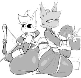 antennae_(anatomy) anthro black_sclera bow_(weapon) butt duo femboy looking_at_viewer male male/male markings mole_(marking) pressed_against_butt ranged_weapon side_by_side side_view tail thick_thighs weapon neko3240 mythology risk_of_rain apollo_caelum artificer_(risk_of_rain) clovis_grey huntress_(risk_of_rain) alien dragon mythological_creature mythological_scalie scalie digital_media_(artwork) greyscale monochrome sketch