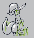 bodily_fluids erection feral genital_fluids genitals glistening glistening_body green_eyes horn male multi_eye nude penis simple_background slime solo tail vein veiny_penis limetentacle nintendo pokemon generation_6_pokemon goodra pokemon_(species)