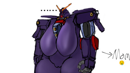 anthro breasts ellipsis emoji featureless_breasts female machine psycho_gundam solo thick_thighs v-fin ffffffl71s gundam hi_res