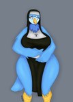 anthro avian_arms avian_feet beak big_breasts big_butt blue_body blue_eyes blue_feathers blue_hair breasts butt clothed clothing cross cross_necklace feathers female habit hair jewelry neck_tuft necklace nun nun_outfit smile solo tail thick_thighs tuft yellow_beak azimuth486 undertale_yellow martlet_(undertale_yellow) avian bird 2024 absurd_res digital_media_(artwork) hi_res