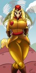 anthro big_breasts breasts clothing crossed_legs curvy_figure female presenting red_eyes seductive solo thick_thighs uniform irc_(artist) cuphead_(game) sergeant_o'fera canid canine canis domestic_dog hunting_dog mammal saluki sighthound 1:2 absurd_res hi_res