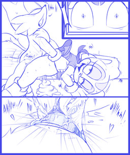 anthro anthro_on_anthro anthro_penetrated anthro_penetrating anthro_penetrating_anthro being_watched black_nose blue_border bodily_fluids border cheating_boyfriend clenched_teeth clitoris clothing cuckquean cum cum_from_vagina cum_in_vagina cum_inside cum_pool dress erection eyelashes eyes_closed female female_penetrated floppy_ears genital_fluids genitals gloves group half-closed_eyes handwear heart_symbol loli long_ears looking_at_another looking_pleasured male male/female male_penetrating male_penetrating_female moan motion_lines narrowed_eyes penetration penis plant sex sound_effects teeth tongue tongue_out trio urethra vaginal vaginal_penetration vulva waist_grab young young_female sheecktor sega sonic_the_hedgehog_(series) sonic_x cosmo_the_seedrian cream_the_rabbit miles_prower canid canine elemental_creature flora_fauna fox lagomorph leporid mammal rabbit seedrian 2025 absurd_res hi_res line_art monochrome