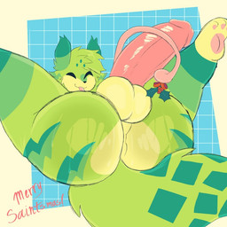 anus butt eyes_closed female fur genitals green_body green_fur long_tongue male paws penis penis_poking_out simple_background solo tail thick_thighs tongue tongue_around_penis tongue_out fishingiphonepi rain_world videocult saint_(rain_world) slugcat shiny_(disambiguation)