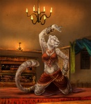 anthro dancing female inside jewelry leopard_spots solo spots tail rukis red_lantern isolde_(rukis) felid leopard mammal pantherine