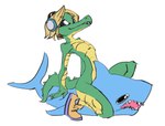 adolescent anthro electronics female headphones match solo young kitsune2000 alligatorid caiman crocodile crocodilian fish marine reptile scalie shark hi_res