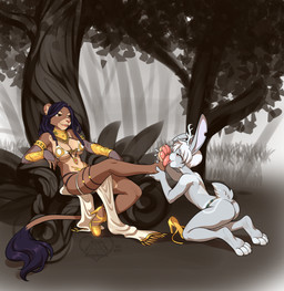 4_toes anthro antlers barefoot big_breasts bottomless breasts butt claws clothed clothing countershading day dreadlocks duo feet female femboy foot_fetish foot_lick foot_play footwear hair high_heels hindpaw horn licking male male/female nude outside pawpads paws pink_pawpads predator/prey purple_hair shoes sitting skimpy smile toe_claws toes tongue tongue_out under_boob kittydee hakuna felid jackalope lagomorph lion mammal pantherine 2017 digital_media_(artwork) hi_res