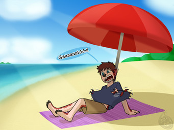 4_arms 5_fingers 5_toes arm_growth beach beach_blanket beach_umbrella black_nose blue_eyes bottomwear brown_hair claws clothing day ear_expansion expansion feet finger_claws fingers fur fur_growth grey_body grey_claws grey_fur growth hair human_to_anthro limb_growth logo male multi_arm multi_limb notched_ear open_mouth parasol red_body red_fur screaming shirt shorts solo species_transformation speech_bubble tan_bottomwear tan_clothing tan_shorts text toes topwear torn_clothing torn_shirt torn_topwear transformation hydez disney lilo_and_stitch alien experiment_(lilo_and_stitch) human mammal 2025 4:3 artist_logo digital_drawing_(artwork) digital_media_(artwork) hi_res