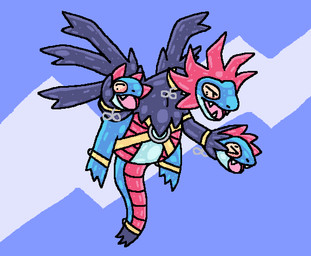 black_body black_fur black_tail black_wings blue_body blush blush_lines collar eyes_closed fangs fur harness infinity_symbol multicolored_body multicolored_fur open_mouth red_body red_fur red_scales red_tail scales solo symbol tail teeth two_tone_body two_tone_fur wings yellow_collar yellow_harness squeakitties nintendo pokemon rubbermon generation_5_pokemon hydreigon pokemon_(species) 2024 digital_media_(artwork) pixel_(artwork)