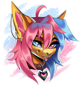 ahoge anthro barbell_piercing blue_eyes blue_hair brown_collar circular_barbell_piercing collar collar_tag ear_piercing eyebrows eyelashes facial_piercing female fur hair heterochromia inner_ear_fluff lgbt_pride multicolored_hair multiple_piercings nose_piercing pansexual_pride_colors piercing pink_eyes pink_hair pink_inner_ear_fluff pink_nose pride_colors septum_circular_barbell septum_piercing simple_background solo tan_body tan_fur teeth tongue tongue_out tuft two_tone_hair unsigned mayrin_(artist) river_(dipstickowo) felid mammal 2023 absurd_res digital_media_(artwork) headshot_portrait hi_res portrait shaded