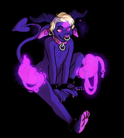 3_eyes anklet anthro bracelet collar horn jewelry male multi_eye multi_nipple nipples null piercing simple_background solo demon