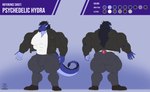 anthro beard blue_body blue_skin bottomwear clothing facial_hair footwear jacket male muscular muscular_anthro muscular_male pants shirt shoes solo tail topwear regnar mythology psych_hydra dragon mythological_creature mythological_scalie scalie 2023 hi_res model_sheet