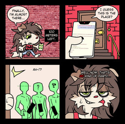 4chan_thread anthro aroused balls barefoot bedroom_eyes bite bottomwear cellphone censor_bar censored_genitalia censored_penis chibi claws clothed clothed_anthro clothed_female clothing dialogue door electronics faceless_character faceless_human faceless_male feet female finger_claws floppy_ears fur genitals green_body green_eyes green_skin group hair imminent_gangbang imminent_orgy imminent_sex long_hair male male/female messy_hair narrowed_eyes nude_human nude_male opening_door pants phone question_mark red_nose seductive shirt steps tail tan_body tan_fur text text_on_clothing text_on_shirt text_on_topwear tongue tongue_bite topwear walking 4chan_anon unknown_artist 4chan anon dimmi_(dimwitdog) canid canine canis collie domestic_dog herding_dog human mammal pastoral_dog sheepdog censored comic english_text hi_res