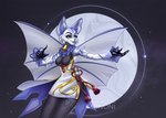 alternate_species anthro breasts clothed clothing cosplay female fur plasma simple_background smile solo spread_wings wings mononi genshin_impact mihoyo ganyu_(genshin_impact) bat mammal hi_res