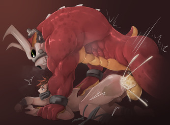 abdominal_bulge abs anal anal_penetration anthro anthro_dominating_human anthro_penetrating anthro_penetrating_human anthro_raping_human balls biceps big_muscles big_pecs bodily_fluids bone bound collar cum cum_in_ass cum_inside cum_on_penis dominant dominant_anthro dominant_male duo fangs forced fur genital_fluids genitals grey_body grey_fur holding_partner horn human_on_anthro human_penetrated internal interspecies larger_anthro larger_dom larger_male leash male male/male male_penetrated male_penetrating male_penetrating_male muscular muscular_anthro muscular_male nipples non-mammal_balls nude nude_anthro nude_male pecs penetration penile penile_penetration penis penis_in_ass rape red_eyes sex sharp_teeth simple_background size_difference skull skull_head smaller_human smaller_male smaller_penetrated smile submissive submissive_human tail teeth text wings andrefil360 zad_(andrefil360) bovid caprine caprine_demon demon goat goat_demon human humanoid mammal 2025 colored english_text hi_res