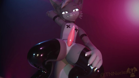 animal_genitalia anthro clothing dancing erection fur genital_slit genitals grey_body latex latex_clothing legwear looking_at_viewer male nude penis pole pole_dancing smile solo teasing nuclear54 nuclear54_(character) mammal 16:9 3d_(artwork) 3d_animation animated blender_(artwork) digital_media_(artwork) hi_res high_framerate loop no_sound short_playtime webm widescreen