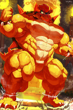 abs anthro barazoku biceps big_muscles bodily_fluids bracelet claws collar eyebrows featureless_crotch flexing flexing_bicep flexing_both_biceps hair horn huge_muscles hyper hyper_muscles jewelry kemono macro male manly muscular muscular_anthro muscular_male navel nude obliques pecs plantigrade quads serratus shell smile solo spiked_bracelet spiked_collar spiked_shell spiked_tail spikes spikes_(anatomy) standing sweat tail teeth vein veiny_muscles goofyahdragons mario_bros nintendo bowser koopa scalie 2025 hi_res signature