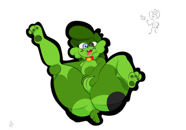 anthro big_butt black_eyes blue_eyes butt female finger_on_pussy fingers genitals green_body green_butt green_fingers green_hair green_head green_legs green_tail green_toes hair holding_leg_up holding_pussy open_mouth paws plump_labia presenting presenting_vulva small_tail solo tail vulva alpog21_(artist) lower_(sweet2delow) lagomorph leporid mammal rabbit absurd_res hi_res