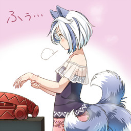 3_tails bear_trap blue_ears blue_hair blue_tail bodily_fluids bottomwear breath clothed clothed_female clothed_humanoid clothing dipstick_tail female hair markings multi_tail multicolored_hair pink_bottomwear pink_clothing pink_skirt purple_clothing purple_shirt purple_topwear shirt short_hair side_view skirt solo sweat sweatdrop tail tail_markings topwear trap_(contrivance) two_tone_hair two_tone_tail white_hair white_tail_tip yudepii touhou enoko_mitsugashira animal_humanoid canid canid_humanoid canine canine_humanoid canis humanoid japanese_wolf mammal mammal_humanoid recently_extinct_species wolf wolf_humanoid 1:1 hi_res portrait three-quarter_portrait
