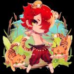 1:1 alpha_channel animal_humanoid chibi clothed clothing ear_piercing ear_ring felid felid_humanoid feline feline_humanoid hair humanoid male mammal mammal_humanoid oncha pantherine pantherine_humanoid piercing red_hair ring_piercing short_hair tiger tiger_humanoid topless yellow_eyes
