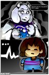 anthro blank_expression clothing duo female male nervous robe sweater topwear uncomfortable heavyrivet freaky_(meme) undertale undertale_(series) frisk_(undertale) toriel bovid caprine goat human humanoid mammal comic hi_res meme