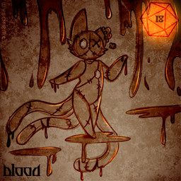 1_eye ambiguous_gender blood blood_drip blood_on_tail blood_puddle bloody_wall bodily_fluids d20 dice doll dripping ears_up feral holidays looking_at_viewer mouthless multi_tail no_navel orange_dice pointy_ears solo standing stitch_(sewing) stitched_body tail torn_ear wysdrem halloween bear mammal 1:1 hi_res