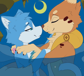 anthro anthro_on_anthro arm_markings blue_body blue_ears blue_eyes blue_fur blue_hair blue_sky blue_tail brown_nose bubble crescent_moon duo eyes_closed face_to_face female female_anthro fur gloves_(marking) hair hand_markings head_markings inner_ear_fluff interspecies looking_at_another looking_at_partner male male/female male_anthro markings moon mouth_closed multicolored_body multicolored_fur narrowed_eyes night nose_to_nose nude nude_anthro nude_female nude_male orange_body orange_fur outside partially_submerged rock sky smile smiling_at_another smiling_at_partner snout tail tail_around_partner tan_body tan_fur tuft two_tone_body two_tone_fur water white_body white_fur white_inner_ear white_inner_ear_fluff white_markings white_nose brentms80 meraence fertile_lands nintendo pokemon coral_(darkmirage) quetzalli_(darkmirage) assimilative_feline felid feline floatzel generation_4_pokemon mammal pokemon_(species) 2023 artist_collaboration digital_drawing_(artwork) digital_media_(artwork) hi_res