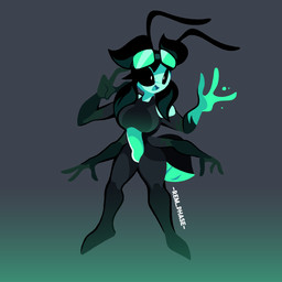 4_arms antennae_(anatomy) anthro arthropod_abdomen black_body black_clothing black_hair black_sclera breasts clothing eyewear eyewear_on_head female goggles goggles_on_head green_body hair multi_arm multi_limb multicolored_body solo two_tone_body white_eyes rem_phase n-10_zoe ant arthropod hymenopteran insect 1:1 2025 digital_media_(artwork) hi_res gynomorph_(lore) trans_(lore) trans_woman_(lore)