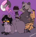 anthro anus big_breasts big_butt bodily_fluids breasts butt cum cum_inside duo ejaculation eyewear female genital_fluids genitals glasses gynomorph heart_symbol intersex intersex/female open_mouth overweight penetration penis sex tail tail_grab thick_thighs vaginal vaginal_penetration jishwalob lynraccoon_(artist) io-sera joshi_raccoon lynraccoon felid mammal pantherine procyonid raccoon tiger hi_res