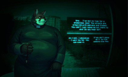 anthro beads bible_(object) bodily_fluids clothing cross dialogue erect_nipples facial_hair gameplay_mechanics male mature_male nervous nervous_sweat nipple_outline nipples obese obese_anthro obese_male overweight overweight_anthro overweight_male prayer_beads priest priest_robes religion rosary solo sweat text tight_clothing user_interface fishingmanmax bible christianity no_i'm_not_a_human canid canine fox mammal absurd_res english_text hi_res