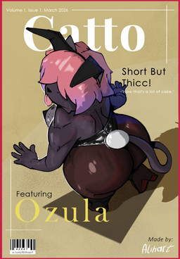5_fingers anthro backless_leotard big_butt biped black_body black_clothing black_leotard blep breasts bunny_costume butt clothing costume fake_ears fake_rabbit_ears female female_anthro fingers footwear freckled_back freckled_breasts freckles gradient_hair hair hair_over_eyes high-angle_view high_heels huge_butt humanoid_hands legwear leotard pink_hair rear_view shoes solo speckle_freckles standing tail text tights tongue tongue_out alihsart ozula_(alihsart) domestic_cat felid feline felis mammal 2026 artist_name cover dated digital_drawing_(artwork) digital_media_(artwork) english_text hi_res magazine_cover signature url