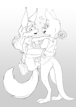animal_genitalia animal_penis anthro areola biped blush blush_lines bodily_fluids bottomless bottomless_male bottomwear cheek_tuft claws clothed clothing clothing_around_one_leg digitigrade dress drooling duo erection eye_contact eyebrows facial_tuft female female_penetrated flat_chested fluffy fluffy_tail genitals hair head_tuft heart_symbol holding_object holding_wand humanoid_genitalia humanoid_vulva long_hair looking_at_another looking_at_partner looking_pleasured magic magic_user male male/female male_penetrating male_penetrating_female marsupial_penis mind_control mostly_nude nipples open_mouth panties panties_around_one_leg panties_down partially_clothed penetration penile penile_penetration penis penis_in_vagina plantigrade saliva sex shirt simple_background spiral spiral_eyes stand_and_carry_position standing standing_sex tail toe_claws tongue topwear tuft underwear underwear_around_one_leg underwear_down vaginal vaginal_penetration vulva wand white_background young young_anthro young_female young_male young_on_young risingdragon rufus_black voxy_vandervox_(risingdragon) canid canine fox kangaroo macropod mammal marsupial 2026 hi_res monochrome