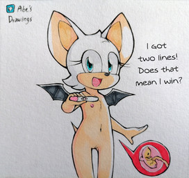 5_fingers aged_down anthro bat_wings big_eyes black_membrane black_nose black_text black_wings blue_eyes brown_body brown_countershading brown_fur brown_inner_ear brown_tail countershade_face countershading dialogue early_pregnancy eyelashes female fetus fingers flat_chested front_view fur fur_tuft genitals happy head_tuft holding_object innie_vulva internal iris light_body light_fur light_tail loli looking_at_viewer membrane_(anatomy) membranous_wings monotone_wings multicolored_body multicolored_fur navel nipples nude oblivious open_mouth open_smile pink_nipples pregnancy_test pregnant pupils simple_background small_tail small_wings smile smiling_at_viewer solo standing tail talking_to_viewer text thigh_gap thin_thighs tuft two_tone_body two_tone_fur umbilical_cord underage_pregnancy vulva white_background white_body white_ears white_fur wide_hips wings young young_anthro young_female abesdrawings sega sonic_the_hedgehog_(series) rouge_the_bat bat mammal 2021 artist_name colored english_text hi_res mixed_media pastel_(artwork) pen_(artwork) portrait shaded three-quarter_portrait traditional_media_(artwork)
