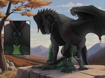 4_toes animal_genitalia anus ass_up bent_leg bent_over big_dom_small_sub biped black_body black_penis black_scales bodily_fluids butt claws cloud cutaway detailed_background digitigrade dominant duo erection feet female female_feral female_penetrated feral feral_on_feral feral_penetrated feral_penetrating feral_penetrating_feral foot_on_head forepaw_on_head from_behind_position genital_fluids genital_slit genitals green_body green_scales hand_on_head hindpaw horn knot knot_fucking knotted_penis knotting larger_male leapfrog_position lying male male/female male_feral male_on_top male_penetrating male_penetrating_female membrane_(anatomy) membranous_wings mountain nude on_front on_top outside paws penetration penile penile_penetration penis penis_in_vagina perching_position plant quadruped scales sex size_difference sky smaller_female smaller_penetrated snout step_position tail tailbutt teeth three-quarter_view toe_claws toes tongue tongue_out tree vaginal vaginal_fluids vaginal_penetration vulva wing_claws wings sterr european_mythology mythology aciel_viskaff vindskera dragon mythological_creature mythological_scalie scalie western_dragon 2d_animation 4:3 animated frame_by_frame hi_res loop no_sound short_playtime