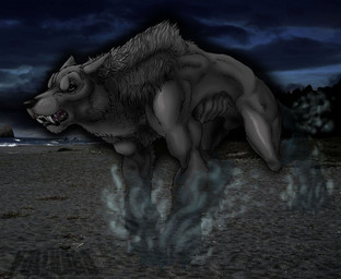action_pose animal_genitalia black_eyes black_nose dark detailed_background ears_back fangs feral fully_sheathed fur genitals grey_body grey_fur grey_sheath growling male muscular muscular_feral muscular_male night open_mouth outside photo_background pivoted_ears pose quadruped running seaside sheath side_view sky solo teeth three-quarter_view translucent tusks vallhound mythology the_murmur canid canine ci_annwn ghost mammal spirit digital_media_(artwork) mixed_media photography_(artwork)