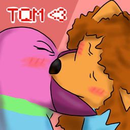 blue_hands blush duo eyes_closed felix_(gg-0_0-jurejo123) feral kissing male male/male orange_body palomino_(gg-0_0-jurejo123) pink_background pink_head simple_background text gg-0_0-jurejo123 avian bird columbid felid feline humanoid lion mammal pantherine pigeon meme spanish_description