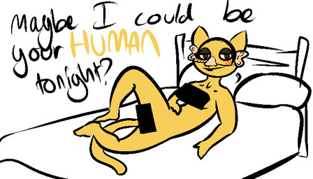 anthro bed blush censor_bar censored_nipples female furniture humor inviting solo spread_legs spreading jam_(artist) microsoft prequel_adventure the_elder_scrolls katia_managan felid khajiit mammal 7:4 aliasing binary_drawing censored digital_drawing_(artwork) digital_media_(artwork)