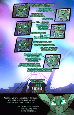 anthro dialogue fantasy female male moon narration night nonsexualized_young outside star text fek the_sparks_of_daybreak cissa_talot fekkri_talot arthropod catfolk dragonfly insect absurd_res comic english_text hi_res