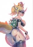 alternate_species blush breasts butt collar crossgender crown female garter_belt garter_straps headgear looking_back mtf_crossgender rear_view side_boob solo spiked_collar spikes super_crown bow_(artist) bowsette_meme mario_bros nintendo bowser animal_humanoid humanoid koopa scalie 2018 meme