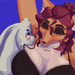 anthro armpit_fetish armpit_sniffing big_breasts black_bra black_clothing black_makeup black_underwear bra breast_squish breasts clothing duo ears_back ears_down eyelashes female fur hair lace lace_bra larger_female male male/female mature_female orange_body orange_fur pivoted_ears shy size_difference smaller_male sniffing squish tied_hair underwear white_body white_fur yonger_male kayan_kord canid canine fox lagomorph leporid mammal rabbit 1:1 absurd_res hi_res