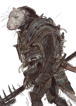 armor clothed clothed_male clothing eye_scar facial_scar fully_clothed fully_clothed_male fur male scar simple_background solo weapon whiskers white_background mossa warhammer_(franchise) mammal rodent skaven hi_res portrait sketch